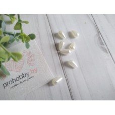 Бусины "Вытянутый жемчуг", 1*0,8 см, цвет молочный